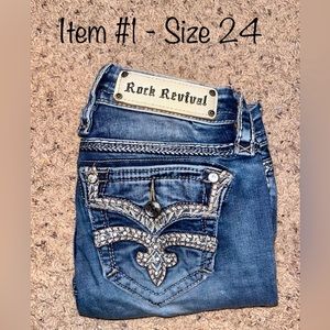 Rock Revival’s Karla Mid Rise Bootcut Denim Bling Jeans From Buckle Size 24